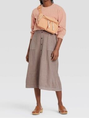 Universal Thread Women's Button-Front Utility MIDI Skirt Brown ~ XXL